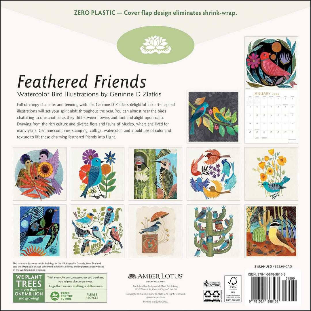 Feathered Friends 2026 Wall Calendar