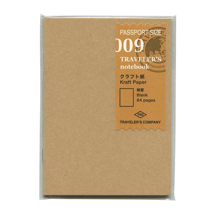 Traveler's Company Passport 009 Blank Kraft Paper Notebook Refill 64ct