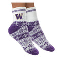 Zoozatz Purple White Fuzzy Crew Holiday Socks thumbnail
