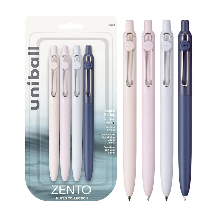 Uniball Zento Muted Barrels 0.7mm Gel Pen Set 4ct