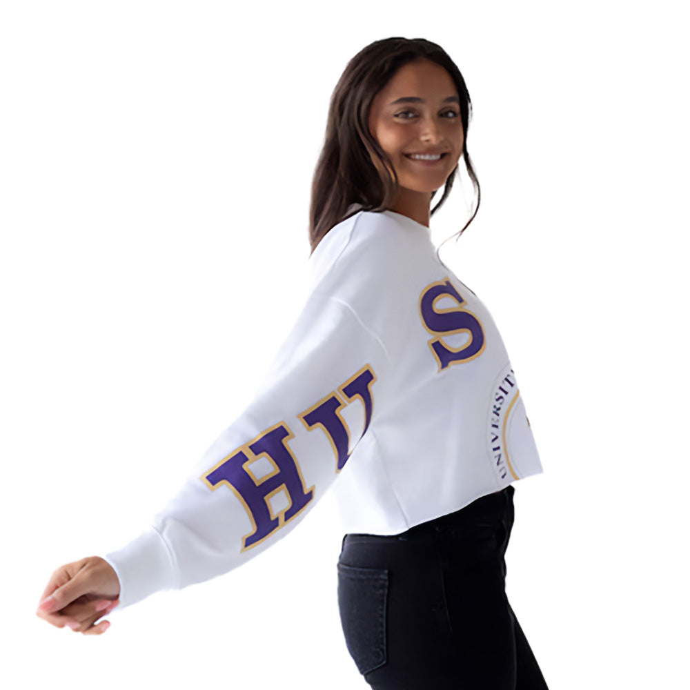 Gameday Social Women's Washington Huskies Phipps Split Sleeve Cropped Crewneck