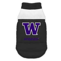 Photo of Little Earth Black W Huskies Retro Pet Puffer Vest.