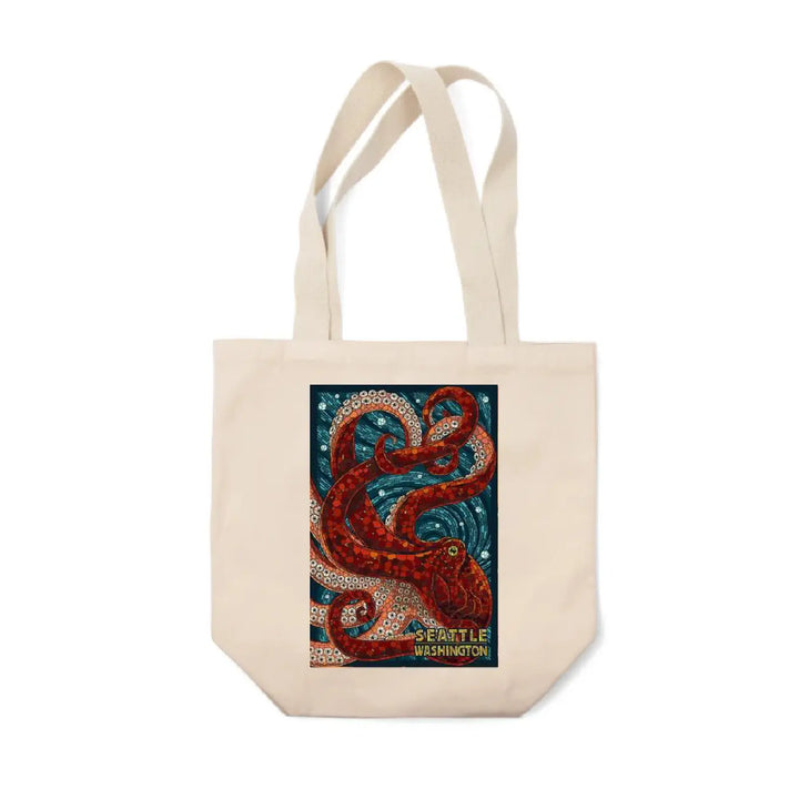 Lantern Press Seattle Octopus Mosaic Tote Bag