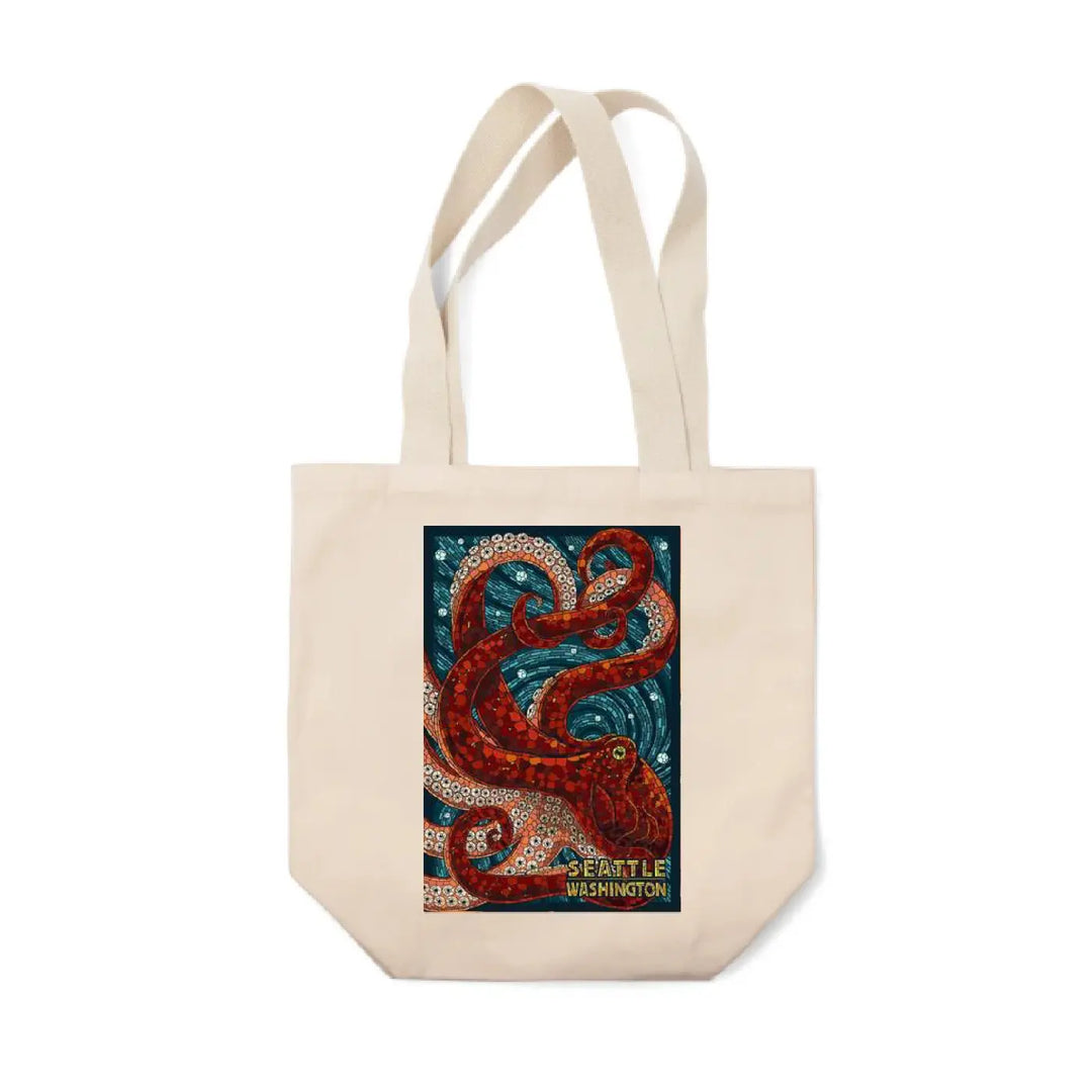 Lantern Press Seattle Octopus Mosaic Tote Bag