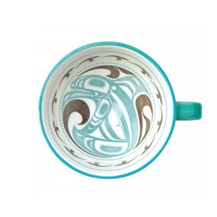 Native Northwest Teal Killer Whale Porcelain Art Mug