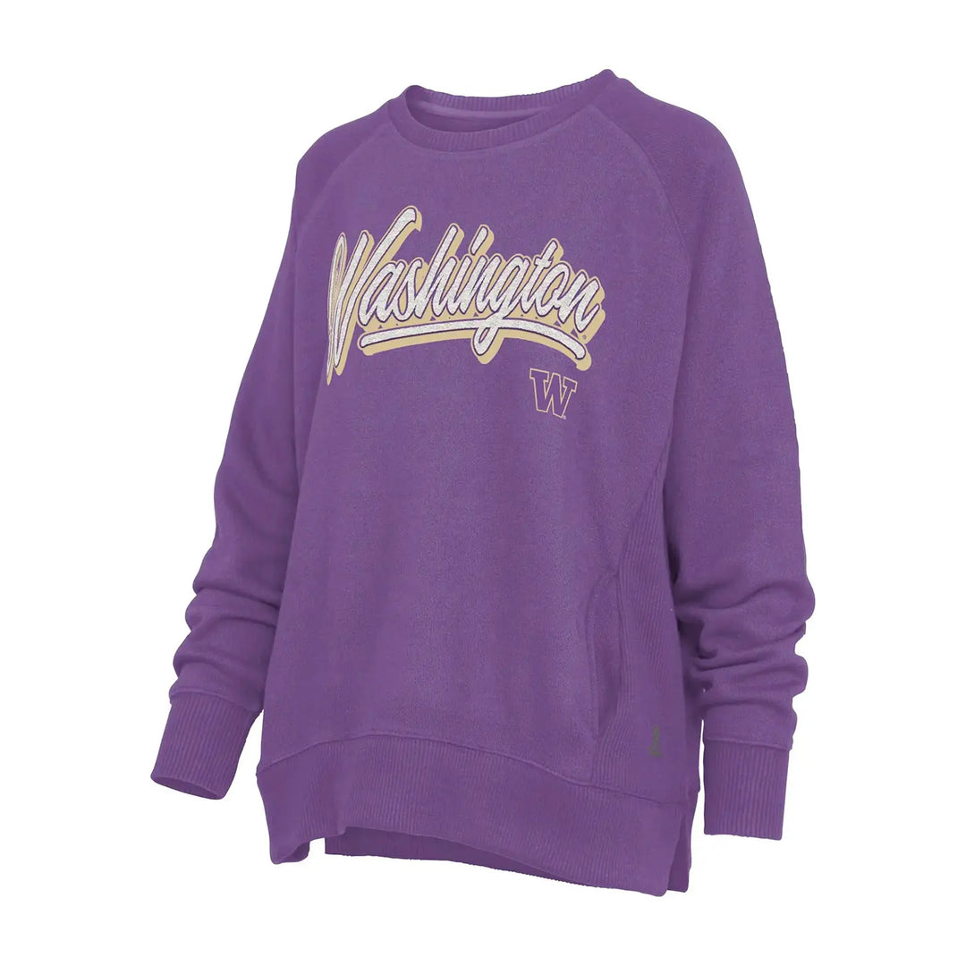 Pressbox Women's Chenille Washington Amore Fleece Hi Low Crewneck
