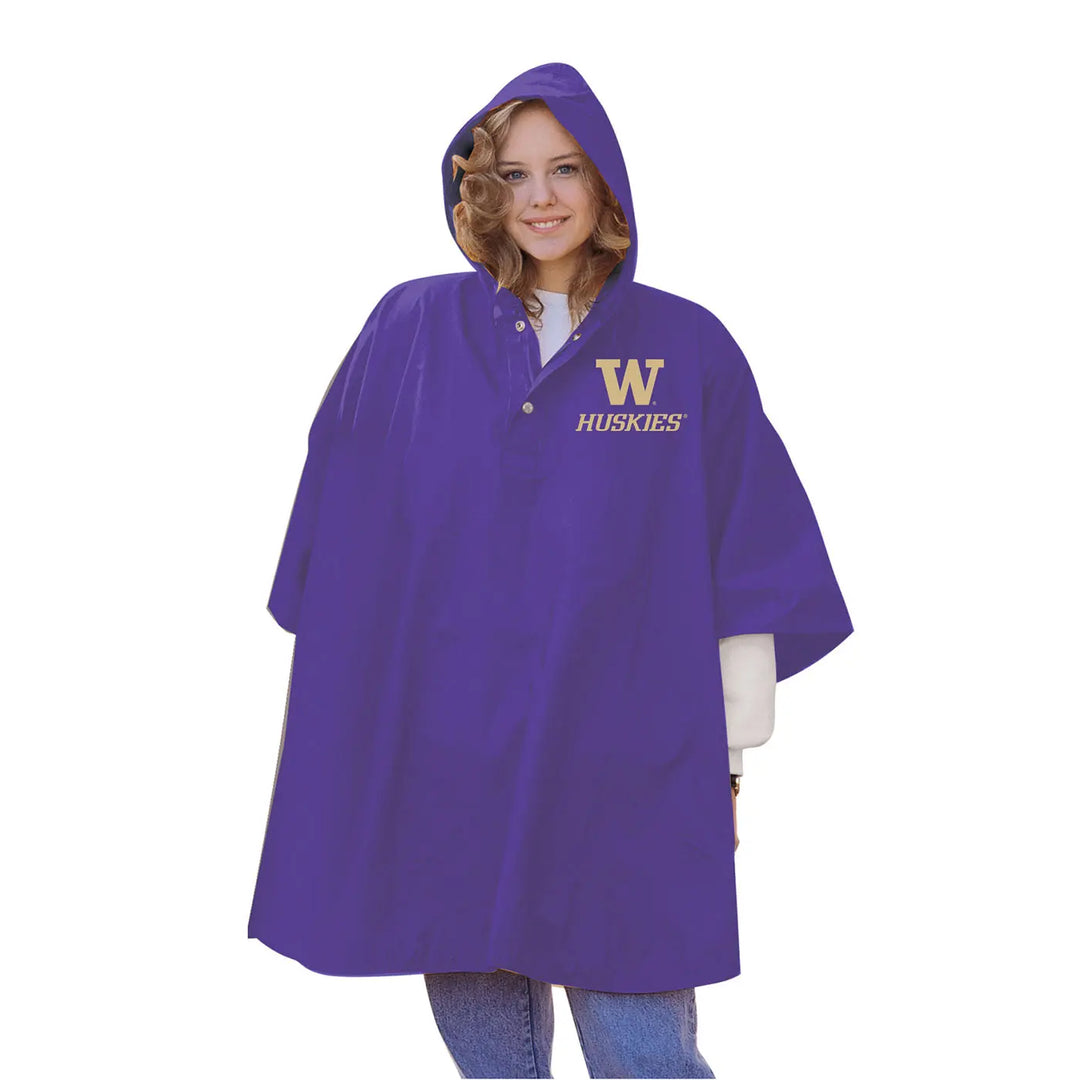 Storm Duds Purple W Huskies Heavy Weight Adult Poncho