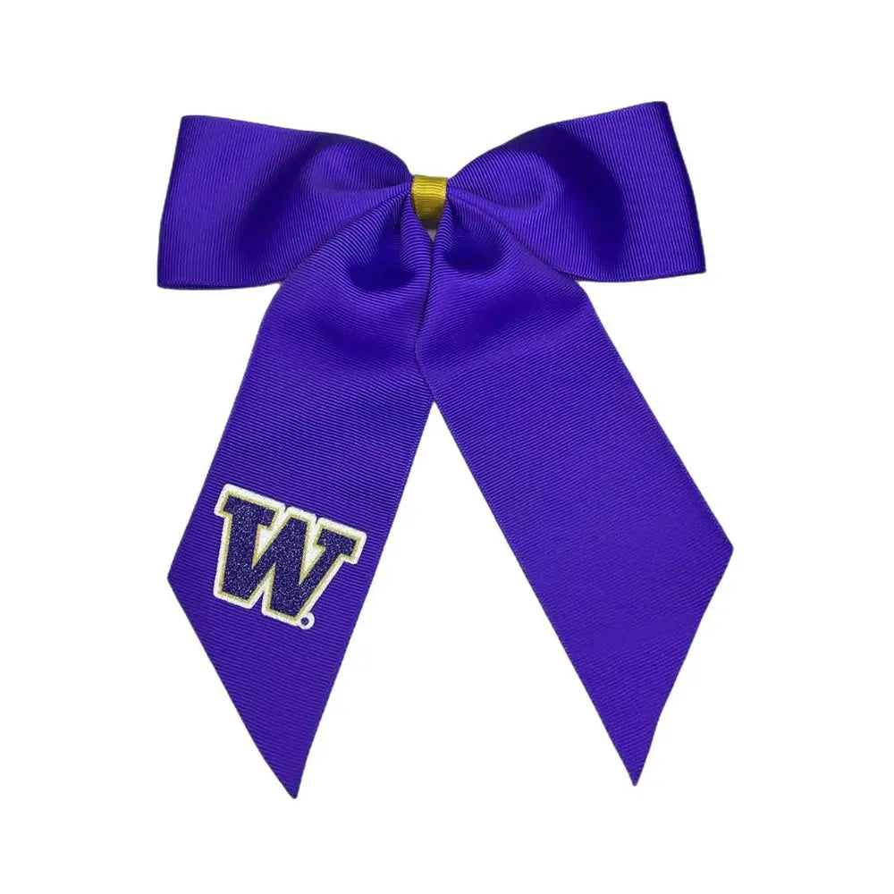 USA Bows Purple W Large Glitter Cheer Ponytail Hair Ribbon