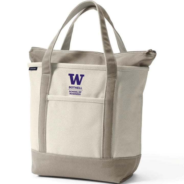 Lands' End Natural Canvas UW Bothell School of Business Zip Top Tote Bag