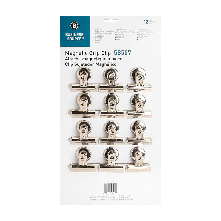 Business Source Silver Magnetic Bulldog Clip