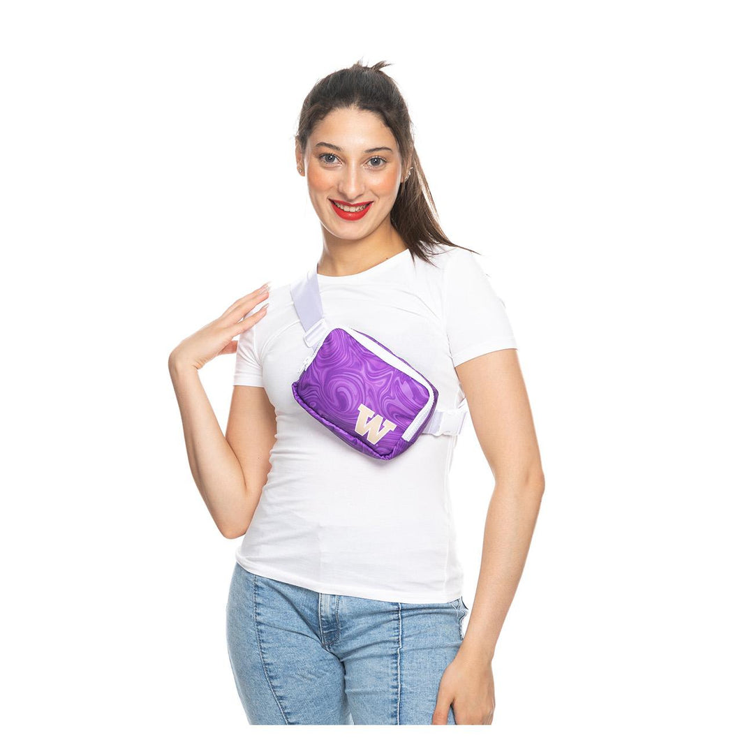 Zoozatz Purple Washington Huskies Swirl Pattern Fanny Pack