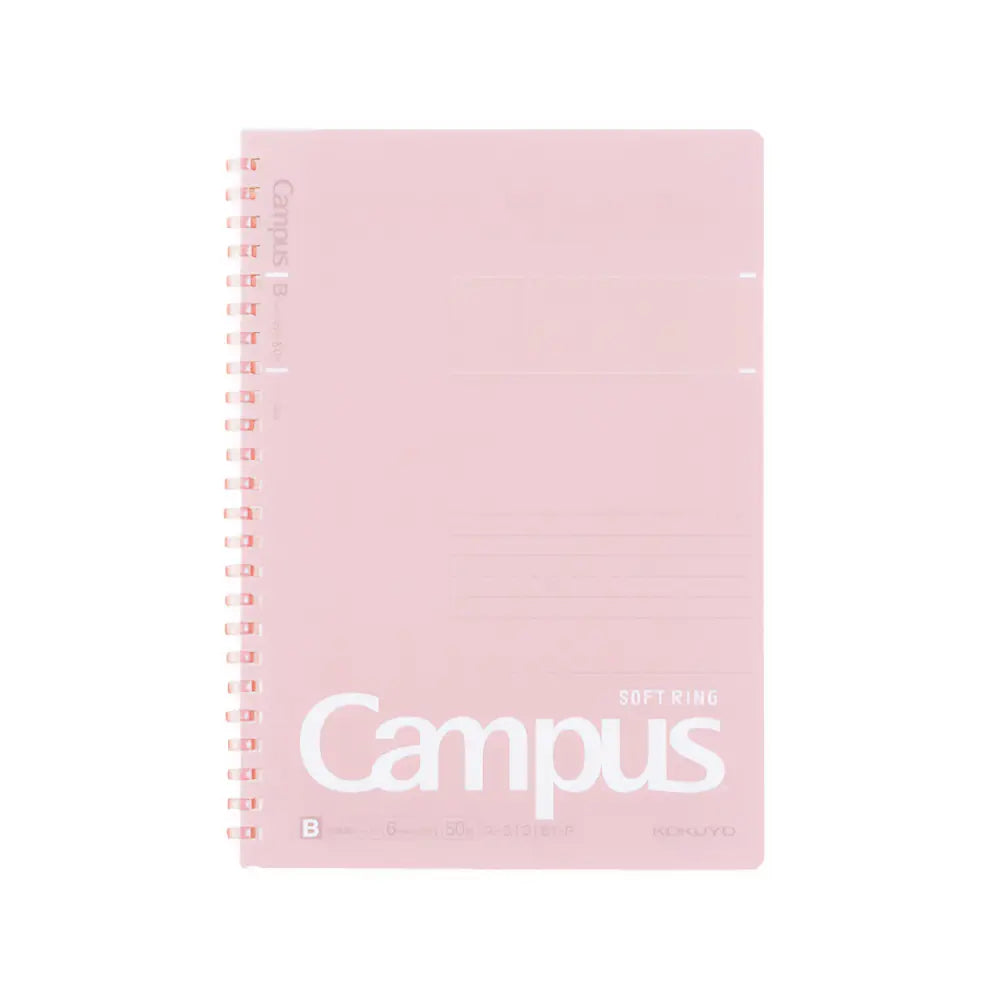 Kokuyo Campus A5 6mm Ruled Soft Ring Notebook 50 sheets#color_pink