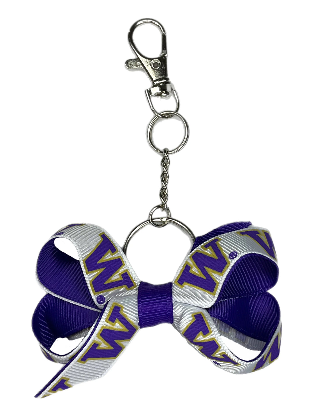 USA Bows White W 2-Tone Mini Bow Key Clasp