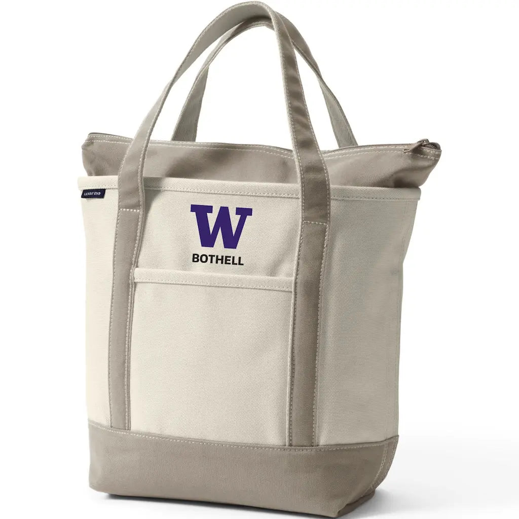 Lands' End Natural Canvas UW Bothell Zip Top Tote Bag