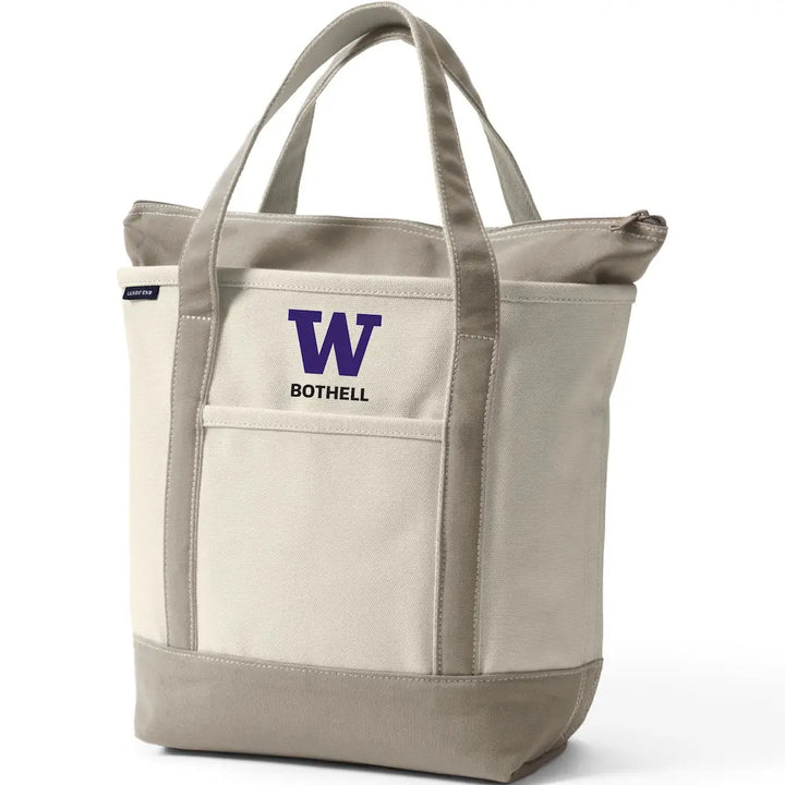 Lands' End Natural Canvas UW Bothell Zip Top Tote Bag