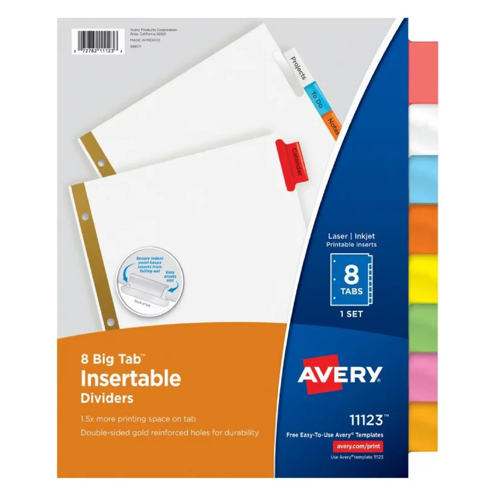 Avery Mulitcolor Big Tab 8 Tab Binder Dividers