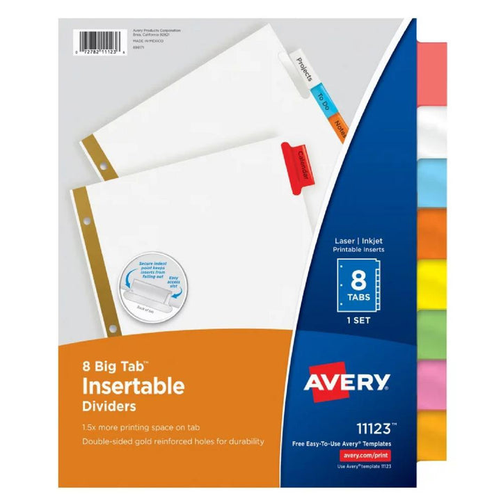 Avery Mulitcolor Big Tab 8 Tab Binder Dividers