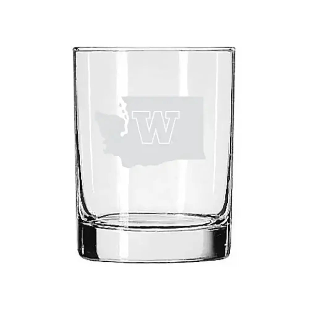 RFSJ W Washington State Outline Etched Rocks Glass 14oz