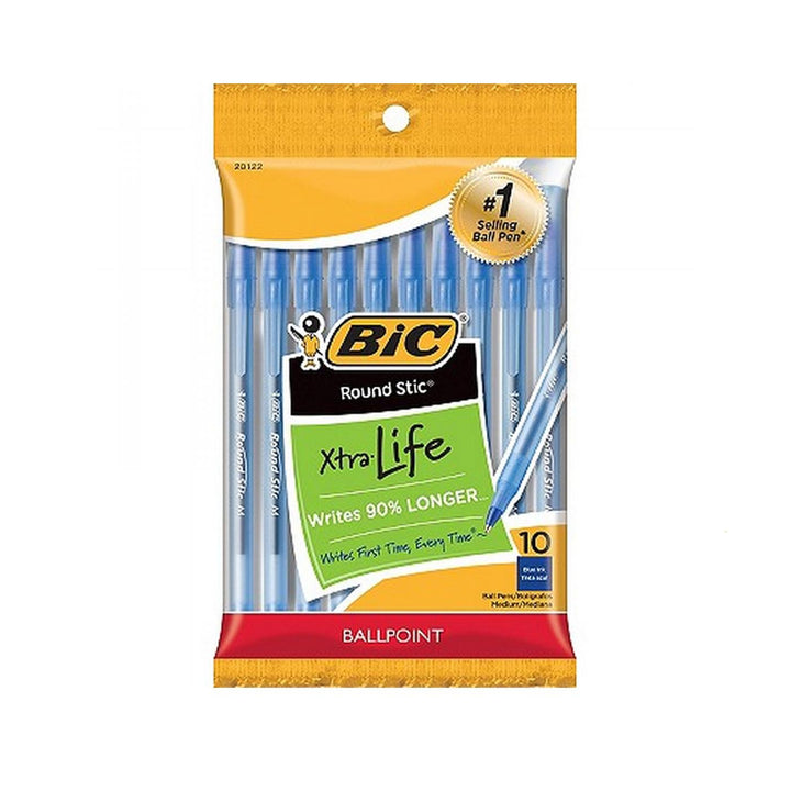 Bic Round Stic Medium Point 1.2mm Ballpoint Pen 10 Pack
