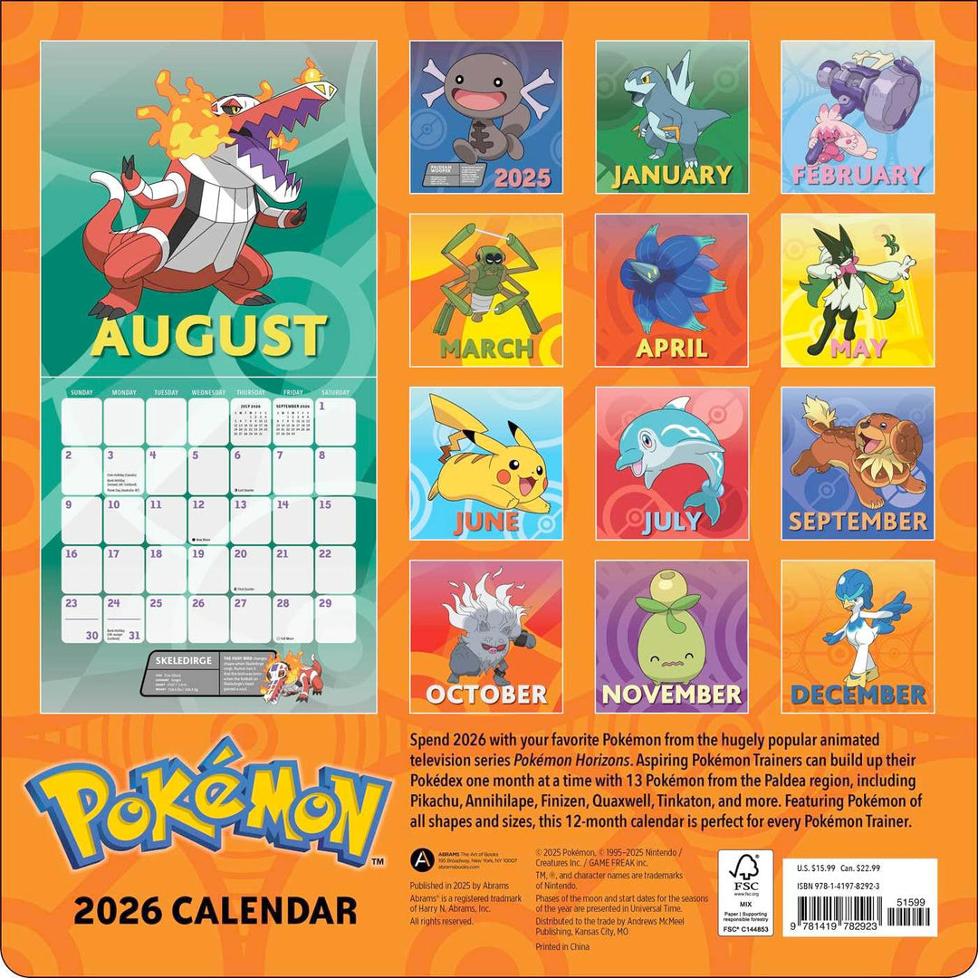 Pokémon 2026 Wall Calendar