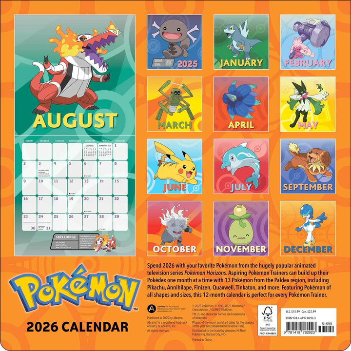 Pokémon 2026 Wall Calendar