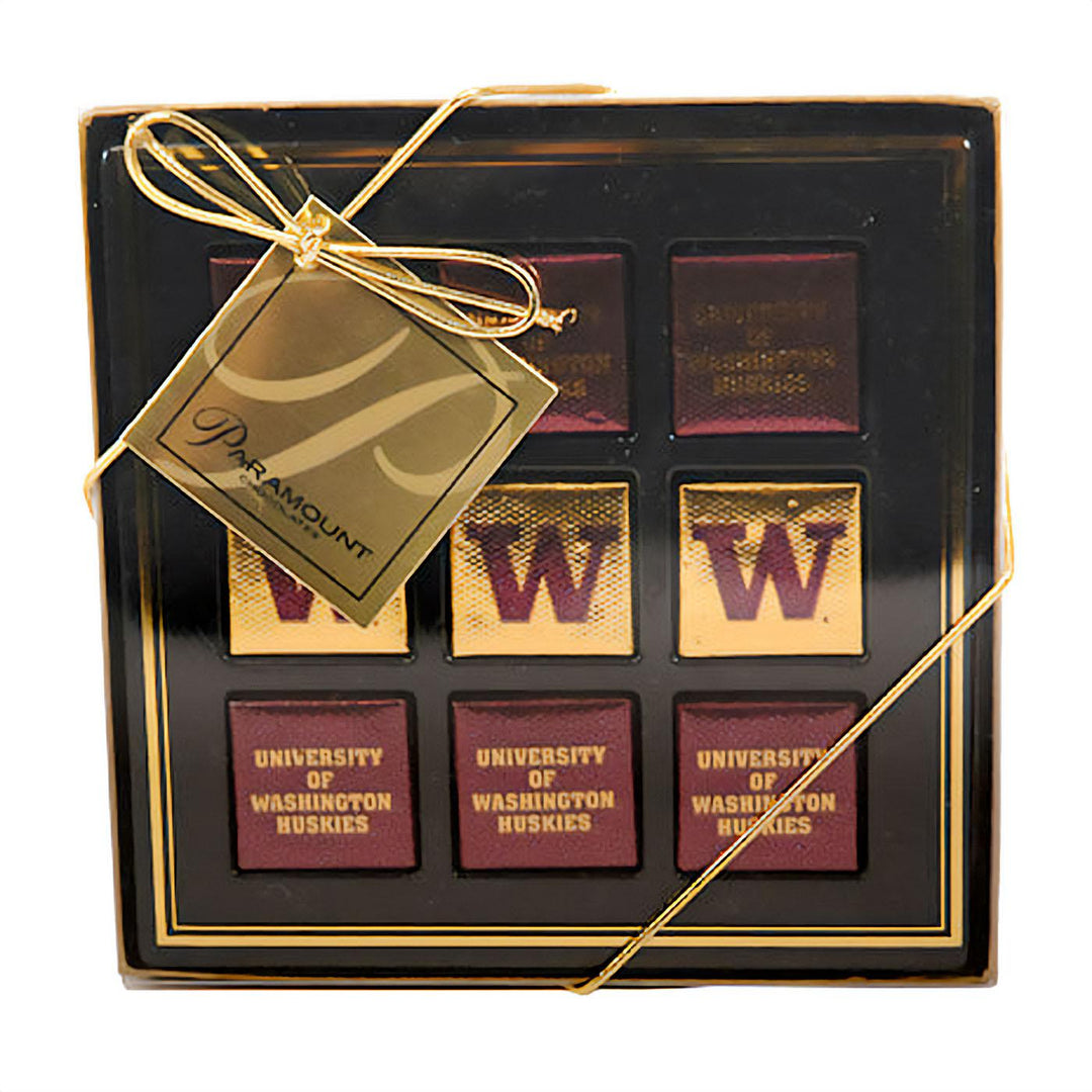 Purple Gold W U of W Huskies Chocolate Box 9 Squares