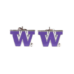 Photo of Aminco Women's Purple W Enamel Post Earrings.