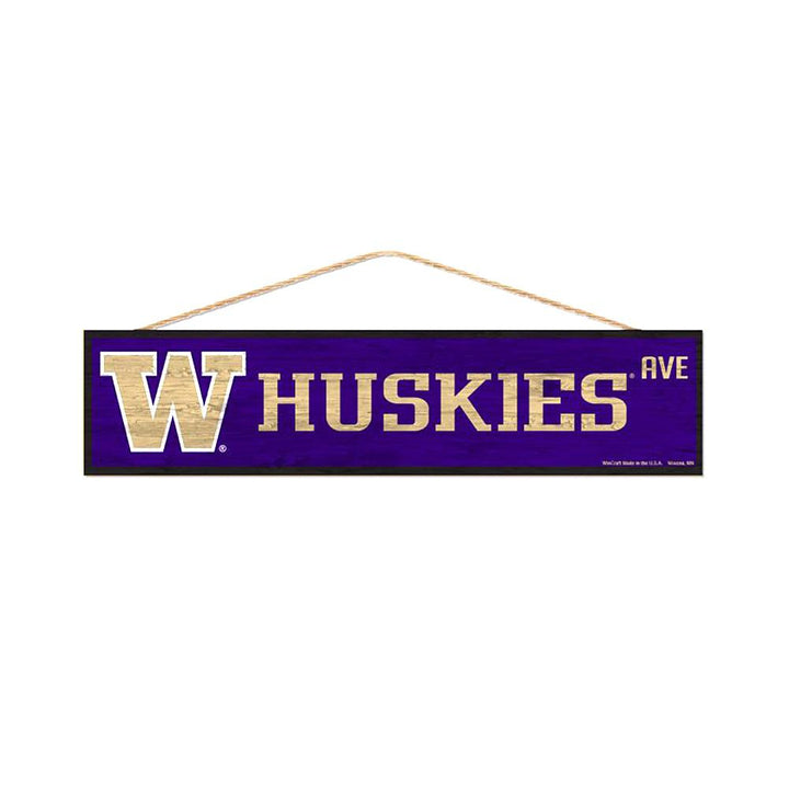 Wincraft Purple Huskies Ave Wood Sign 4"x17"