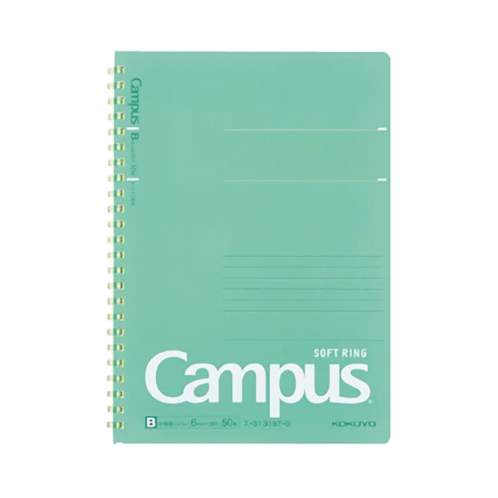 Kokuyo Campus A5 6mm Ruled Soft Ring Notebook 50 sheets#color_green
