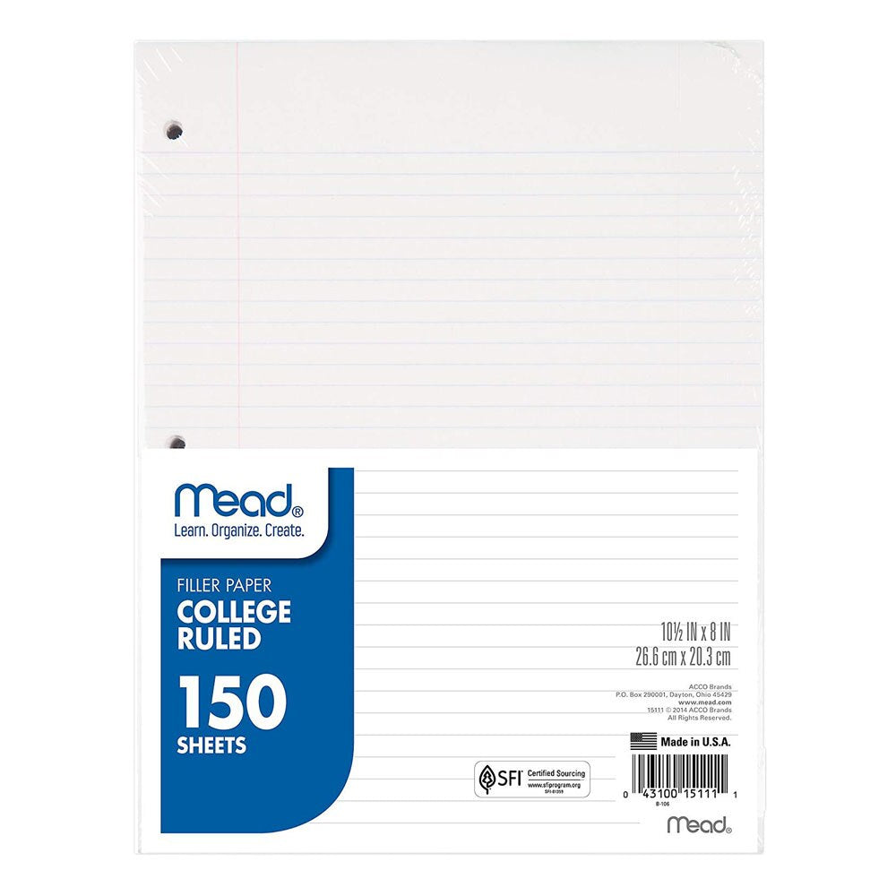 Mead College Ruled Filler Paper 200 Sheets