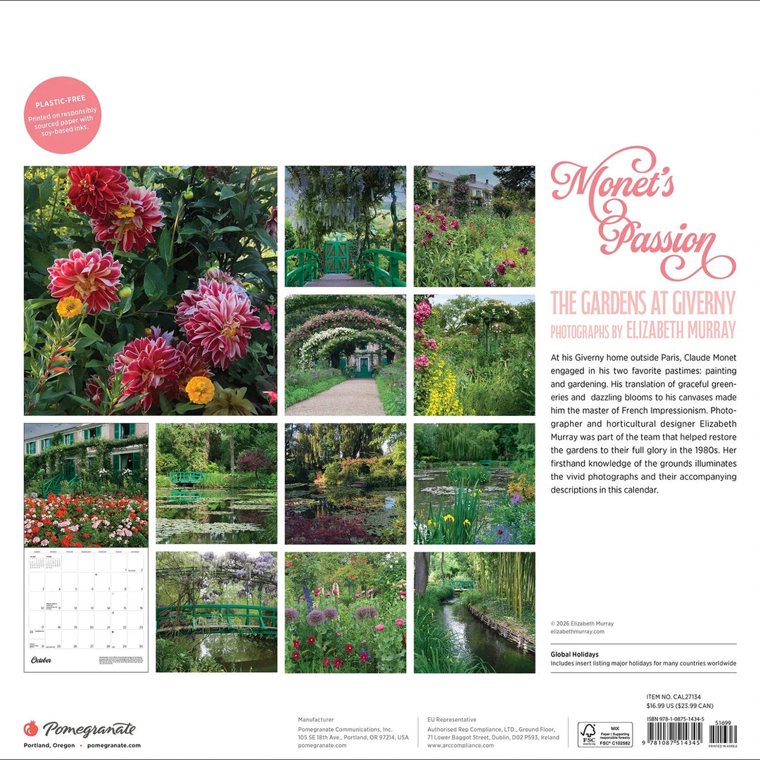 Monet's Passion The Gardens at Giverny 2027 Wall Calendar