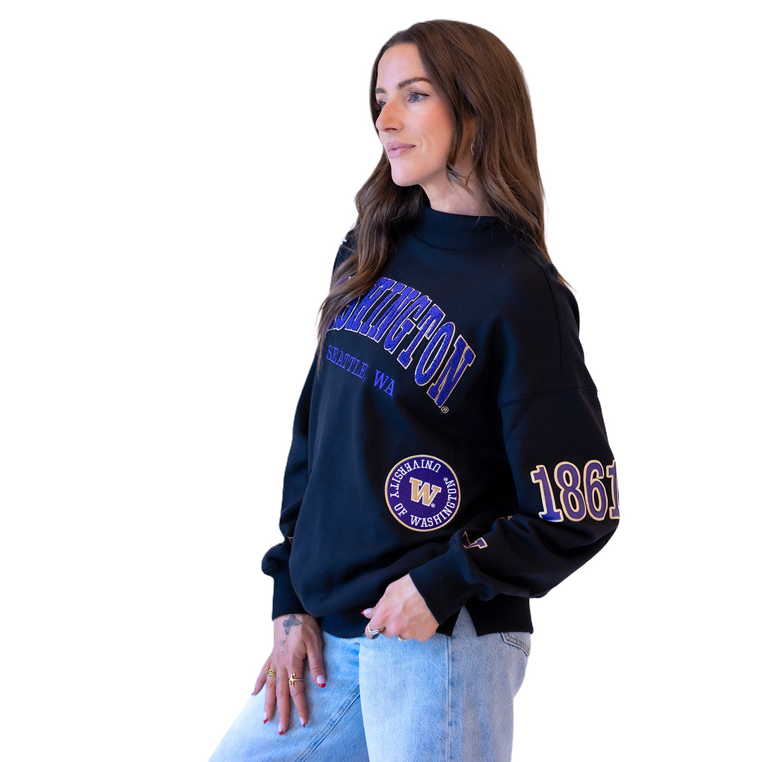 Gameday Social Women's Washington Huskies All Over Scatter Funnel Neck Sweatshirt