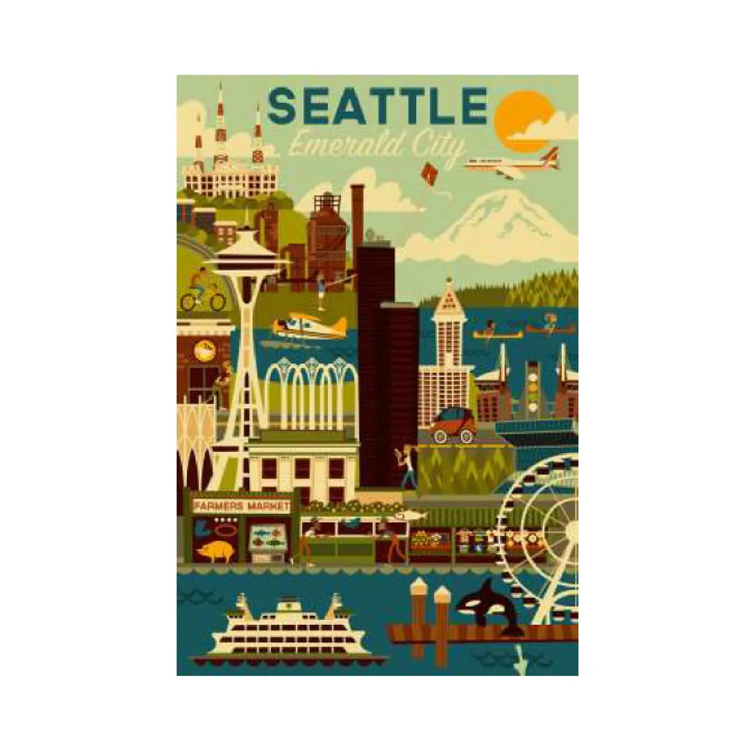 Lantern Press Seattle Geometric Badge Magnet