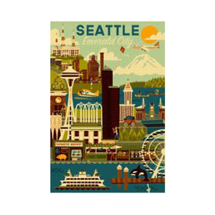 Photo of Lantern Press Seattle Geometric Badge Magnet.