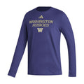 adidas Men's Washington Huskies Wordmark Fresh Long Sleeved Tee thumbnail