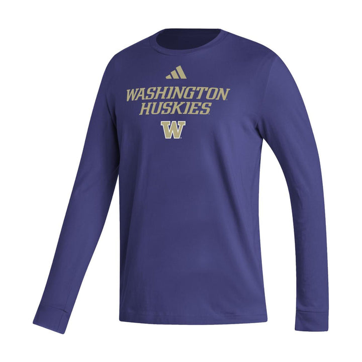 adidas Men's Washington Huskies Wordmark Fresh Long Sleeved Tee