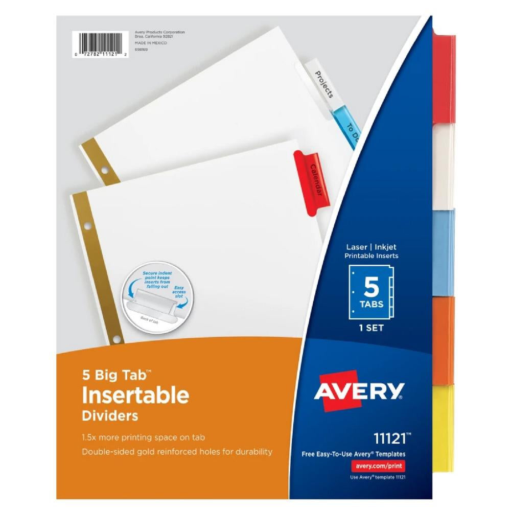 Avery Multicolor Big Tab 5 Tab Binder Dividers
