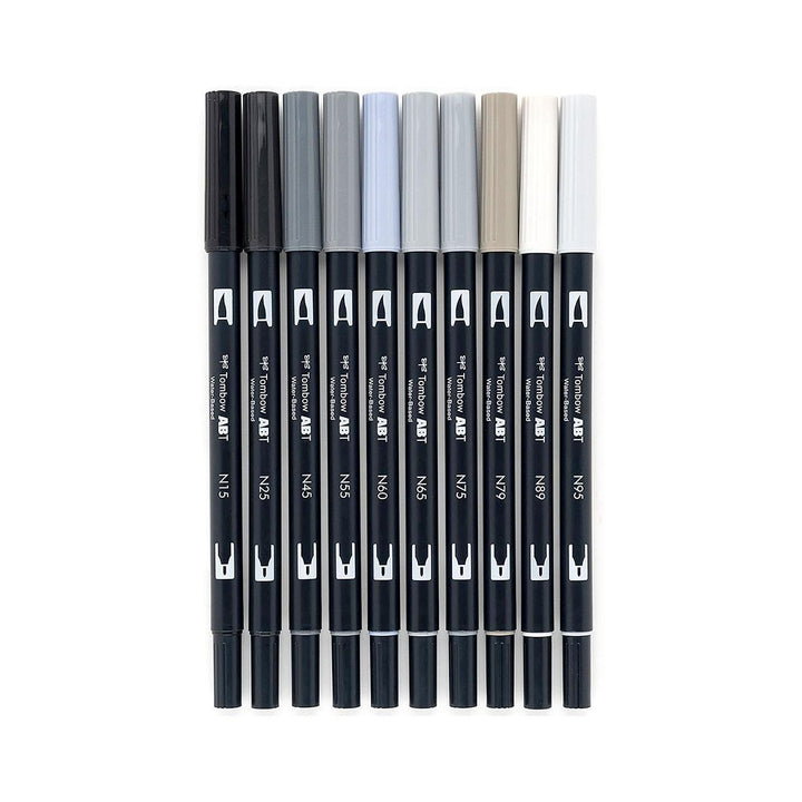 Tombow Grayscale Palette Dual-Tip Brush Pen Set 10 piece