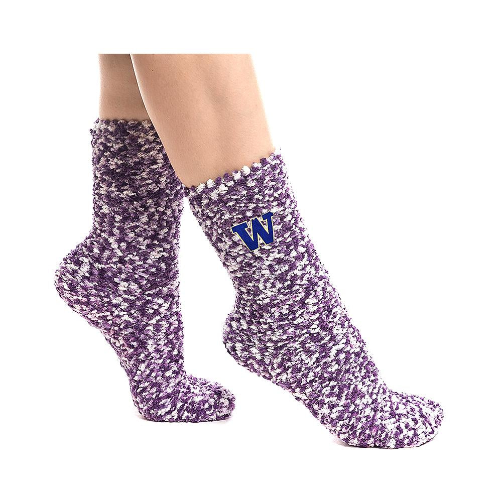 Zoozatz Purple W Marled Fuzzy Slipper Sock