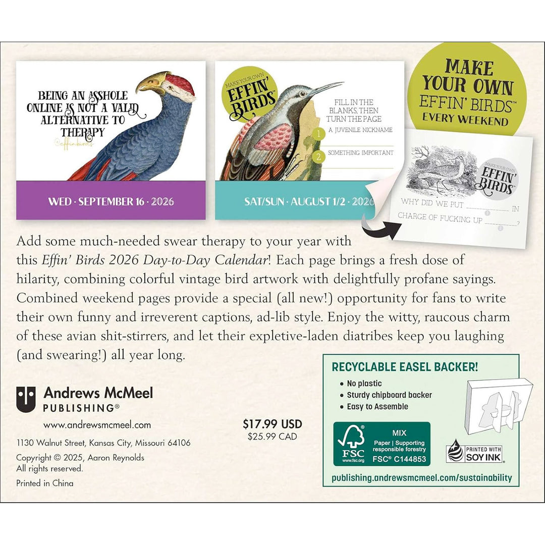 Effin' Birds 2026 Day-to-Day Calendar