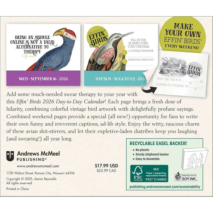 Effin' Birds 2026 Day-to-Day Calendar