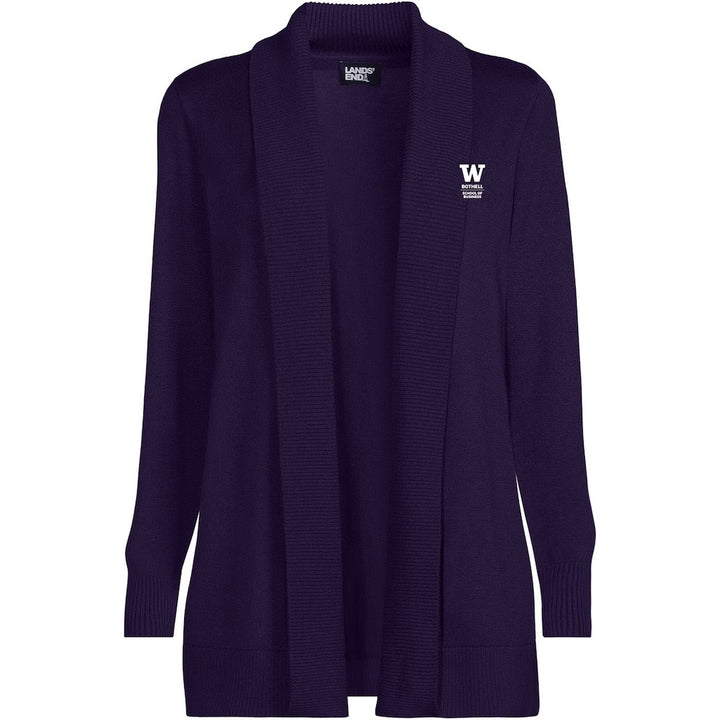 Lands' End Women's UW Bothell School of Business Cotton Modal Shawl Collar Cardigan Sweater