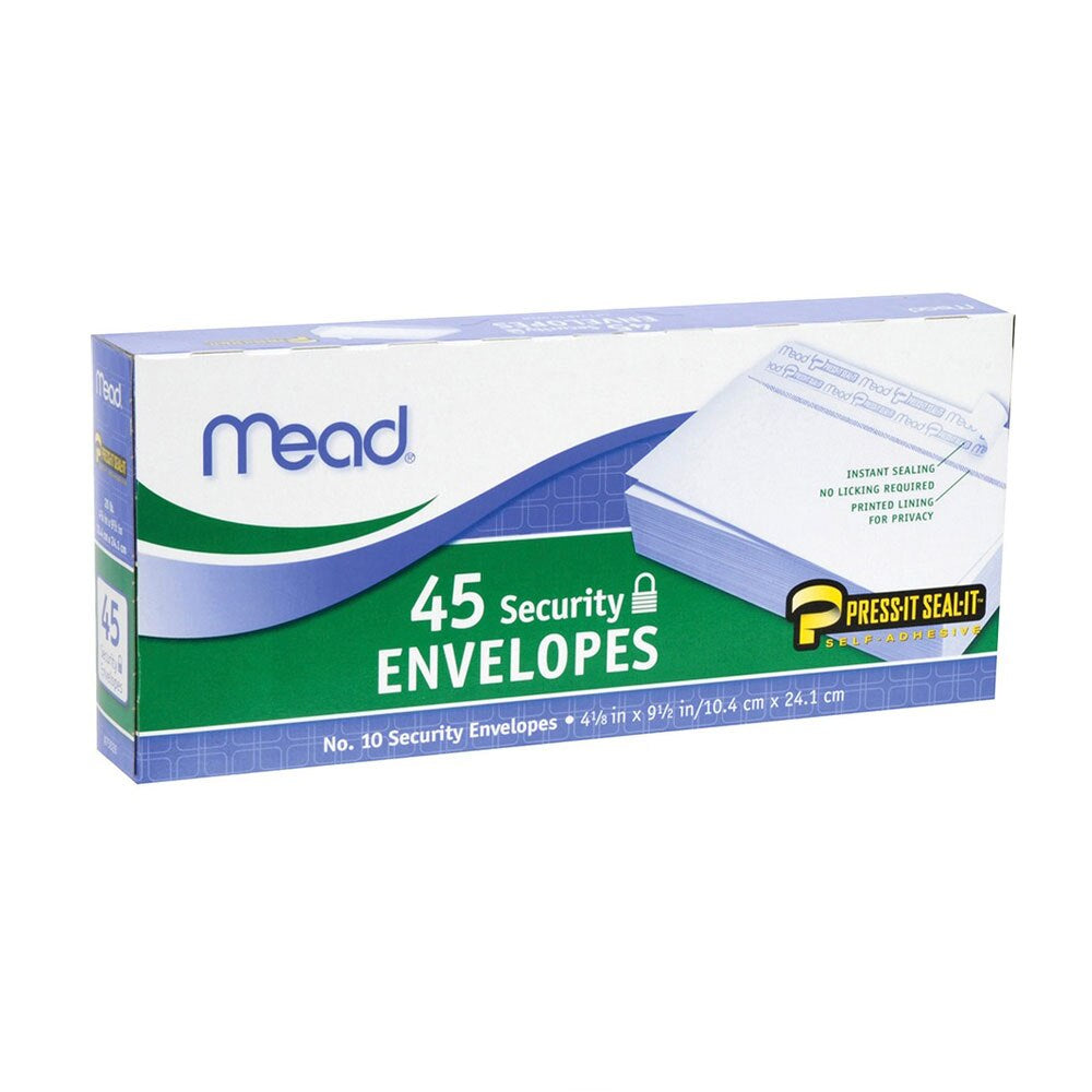 Mead Press It Seal It #10 Security Envelopes 45 Count