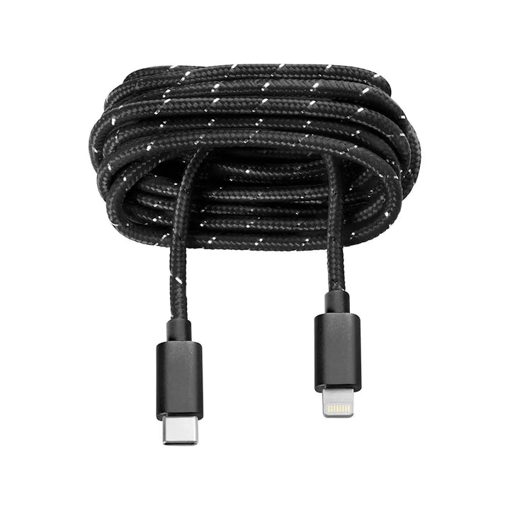 OnHand Black Nylon Charge & Sync USB-C to Lightning 5ft Cable
