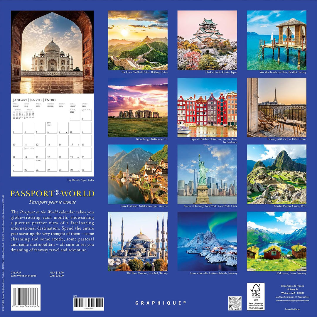 2027 Graphique De France 12" x 12" Passport To The World Wall Calendar