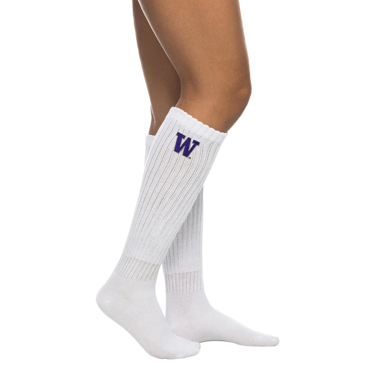 Zoozatz Women's White Embroidered W Slouchy Socks