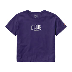 Photo of League Women's Washington Huskies UDUB Embroidered Clothesline Crop Tee.
