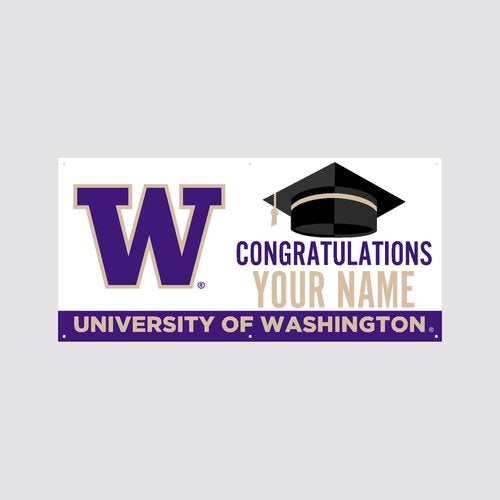 DROP SHIP CDI CUSTOMIZED W Congratulations U of WA Vinyl Banner 2' x 4'