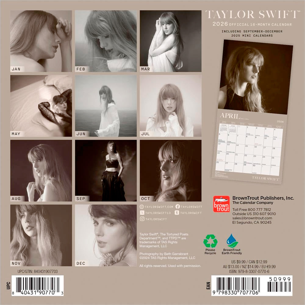 Small Changes Taylor Swift 2026 Mini Wall Calendar
