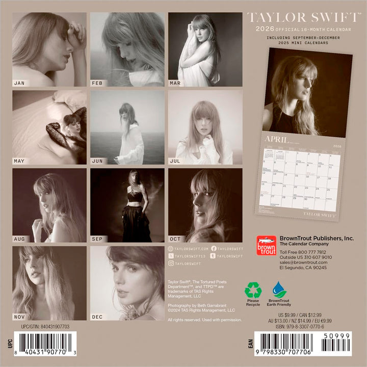 Small Changes Taylor Swift 2026 Mini Wall Calendar
